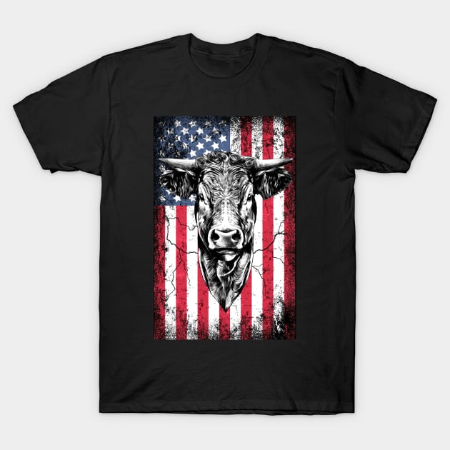 Patriotic Cow American Flag T-Shirt by Sinclairmccallsavd